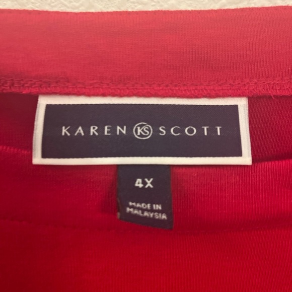 Karen Scott Red Short Sleeve Cotton Top | Size 4X - Picture 7 of 11